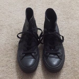 All Black Leather Converse